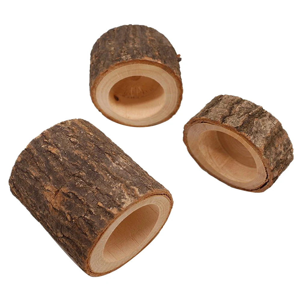 

3PCS Tree Stump Tea Light Candle Holder Stand Candlestick Mini Flowerpot for Home Wedding Party Valentine's Day Decoration