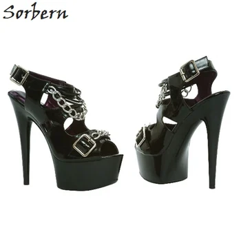 

Sorbern Open Toe Heels Sandals Luxury Shoes Women Designers Summer Shoes Ankle Strap Chain Ladies Sandals Custom Color Size 10