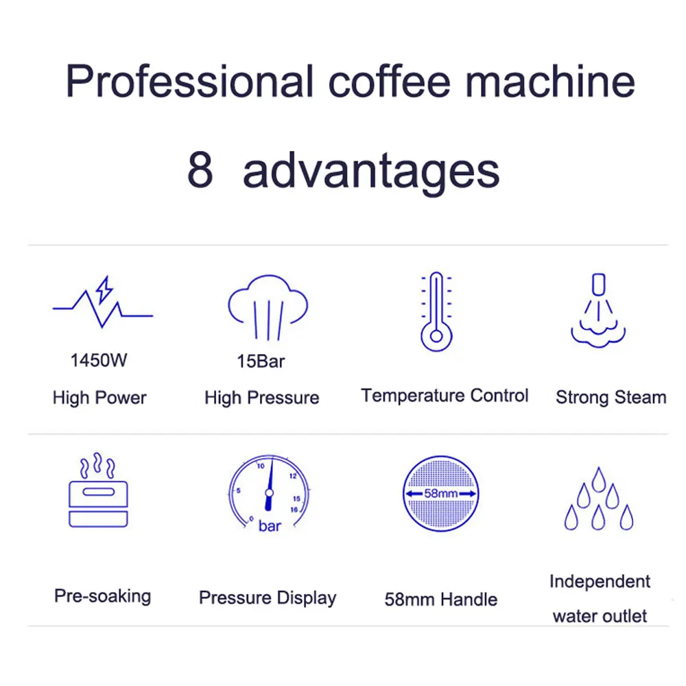 ITOP 20 Bar Italian Semi-automatic Coffee Maker Cappuccino Milk  Bubble Maker Americano Espresso Coffee Machine for Home