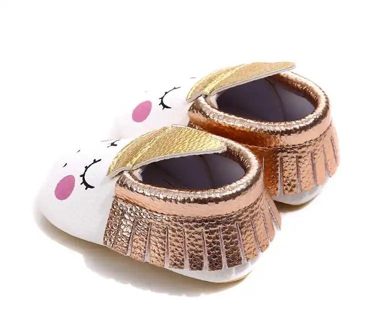 New Unicorn baby shoes PU leather gold soft sole baby brand shoes fringe baby