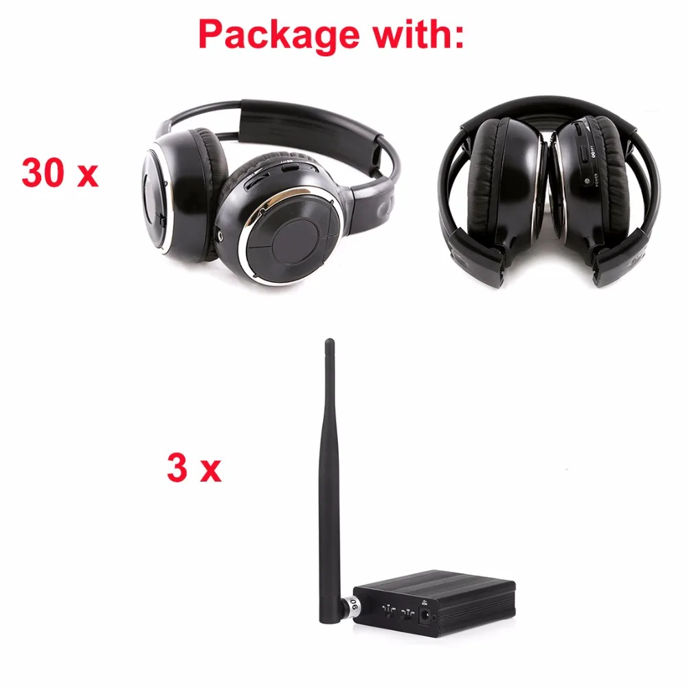 Бесшумные наушники для вечеринок складные 30 с 3 передатчиками|wireless headphones|silent