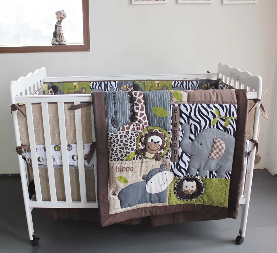 Ups Free Embroidered Monkey Bear Deer Animals Brown Baby Cradle Ups Free Embroidered Monkey Bear Deer Animals Brown Baby Cradle Bedding Set Cunas Crib Quilt Sheet Per Bed Skirt Included In Sets From Mother