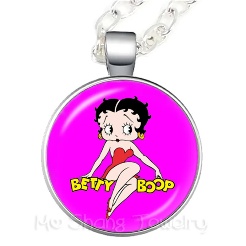 1 шт. 25 мм круглый стеклянный кабошон ручной работы Betty Boop Ожерелье для друзей стеклянный кулон ювелирные изделия для женщин девочек лучший подарок