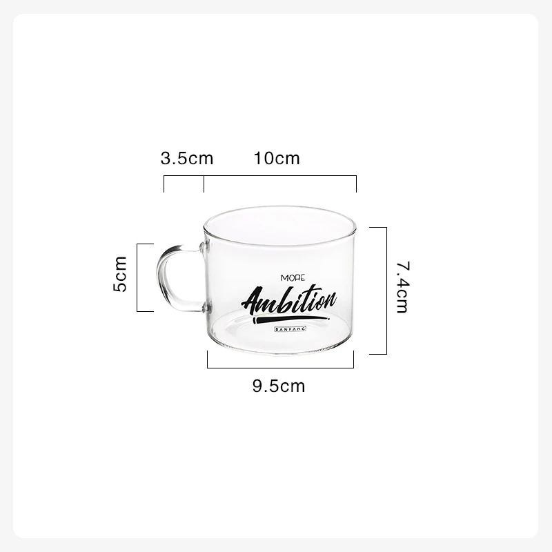 Креативная стеклянная кружка с надписью, чашка для молока, сока, воды, скандинавские кофейные кружки, позолоченные чашки для завтрака, йогурта, прозрачные кружки для влюбленных, подарки - Цвет: Ambition