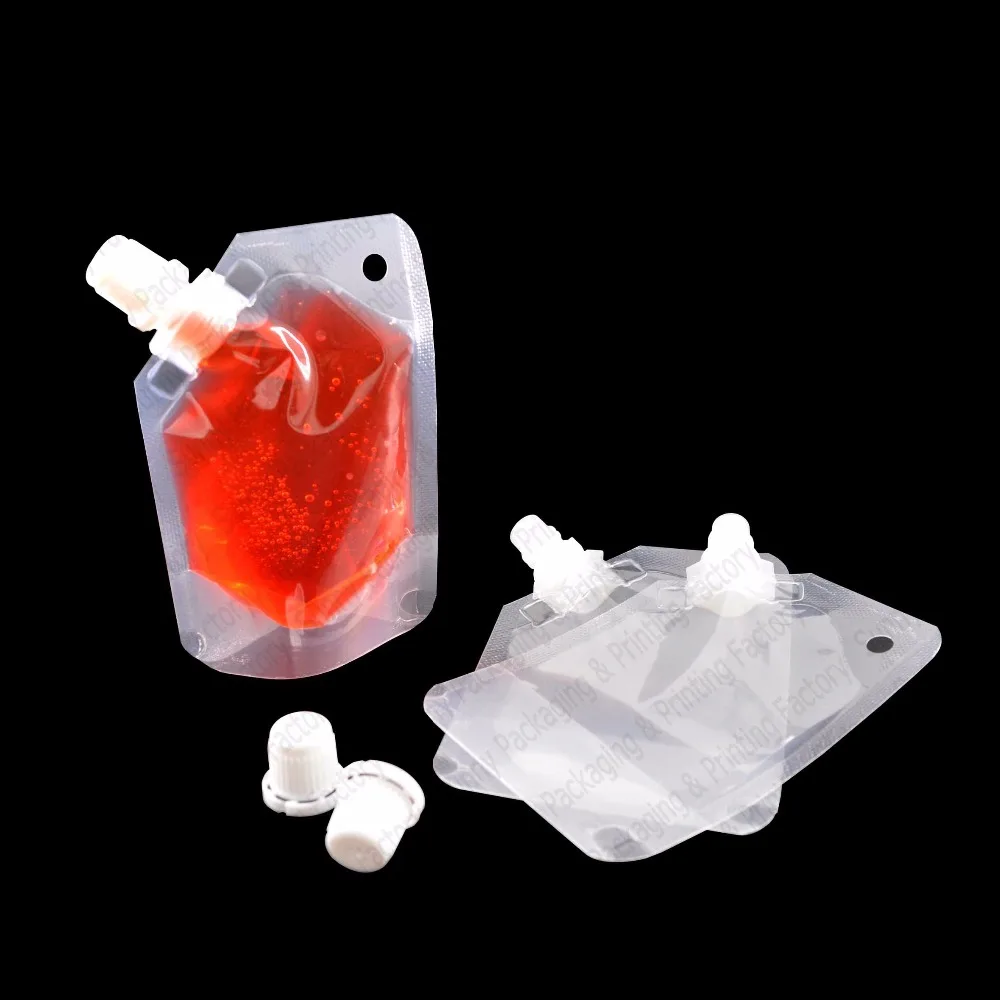 20 pcs Full Transparent Plastic Spout Pouch Juice Pouch,Wine Flask Pouch BPA Free Food Materials Storage Bags  30 ml-500 ml 6
