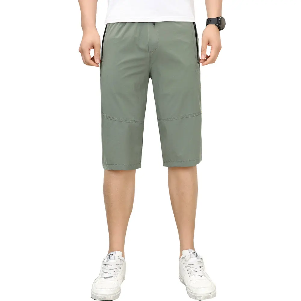 

Man Casual Short Knee Length Cotton Bottoms Male Black Gray Green Leisure Basic Shorts Men Summer Elastic Waist Streetwear 4XL