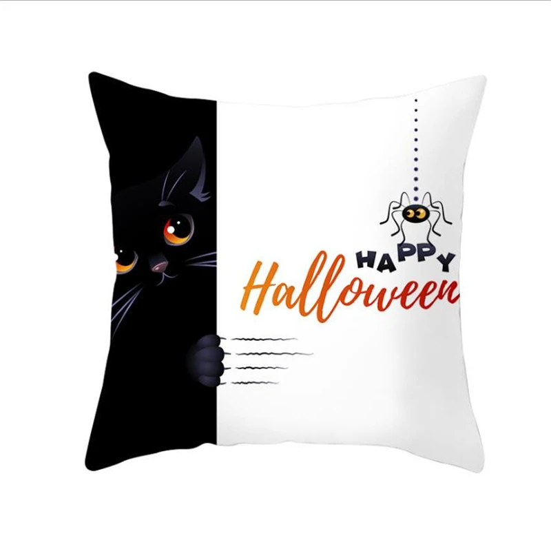 Cute Cat Halloween Decoration Pillow Case Happy Birthday Sofa Cushion Cover Case Xmas Party Pillowcase Gifts - Color: 09