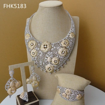 

Yuminglai Party Gold Jewerly Set Beige Enamel Beautiful Necklace Earrings Jewelry Set For Women FHK5183