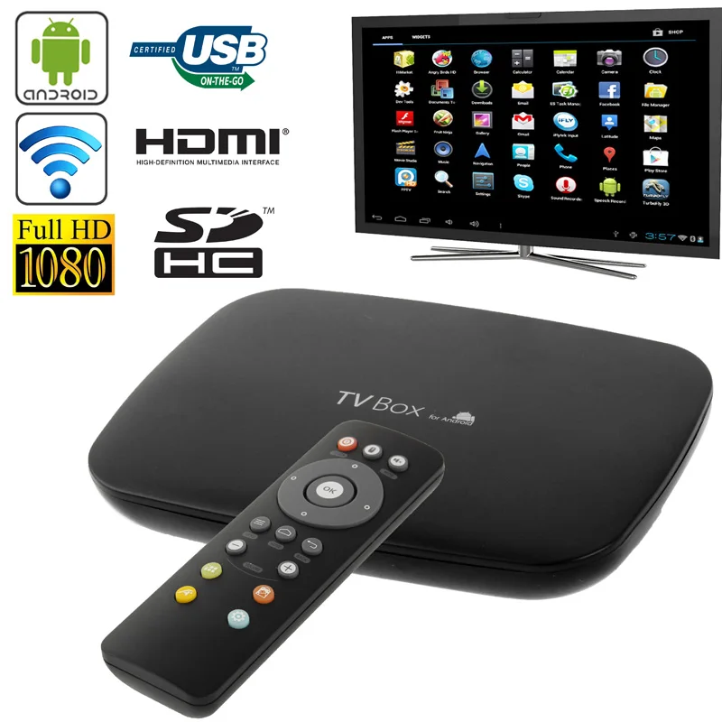 Беспроводной Smart Android TV Box 802.11 b/g/n 2.4 Г Wi-Fi с DLNA Airplay XBMC Двухъядерный UHD Full HD 1080 P Для