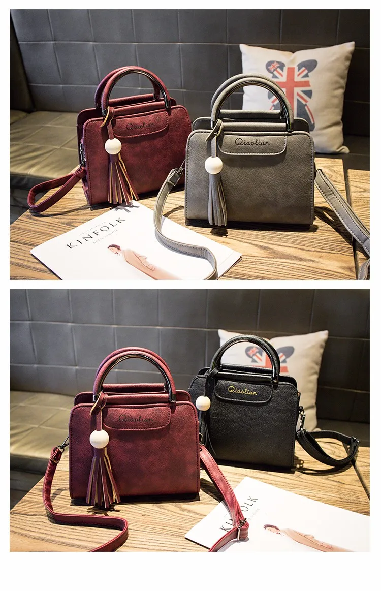 Free shipping, 2018 new women handbags, simple fashion flap, trend tassel woman messenger bag, Korean version shoulder bag. 26