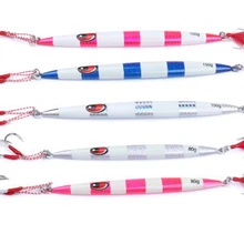 YINGTOUMAN 2 шт./лот Морская рыбалка светящаяся 80 г/120 г/150 г медленно затонувшая приманка с крючками колючий рыболовный крючок Красный Синий портативный