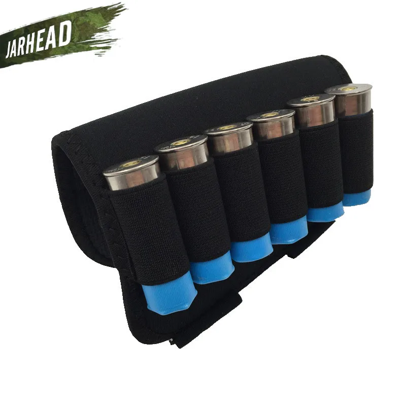 

6 Hole Single-Side Tactical Buttstock Cheek Bag Pouches Rest With 6 Shots Shotgun Shell Holder Shotgun Ammunition Carrier Pouch