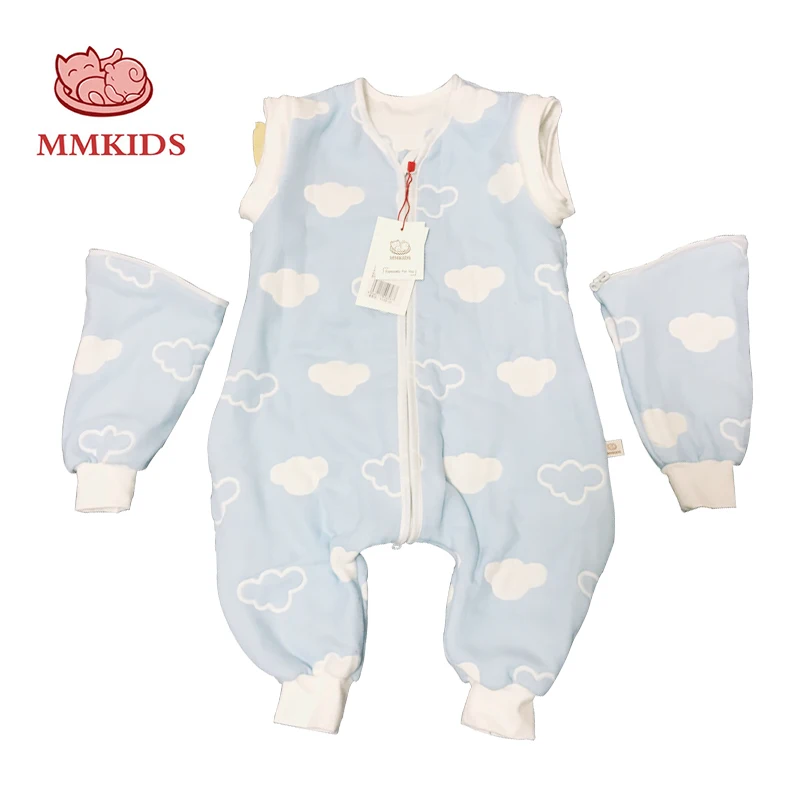 MMKIDS Baby Blanket Sleepers Zipper Cent leg pajamas Cotton Separable Sleeve Winter Sleeping