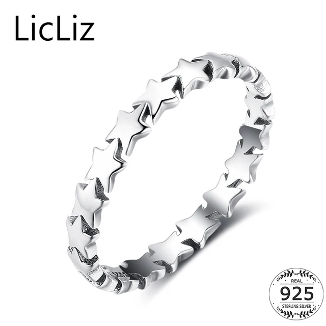 LicLiz 925 Sterling Silver Five Star Rings For Women Finger Small Geometric Stac LicLiz 925 Sterling Silver Five Star Rings For Women Finger Small Geometric Stac
