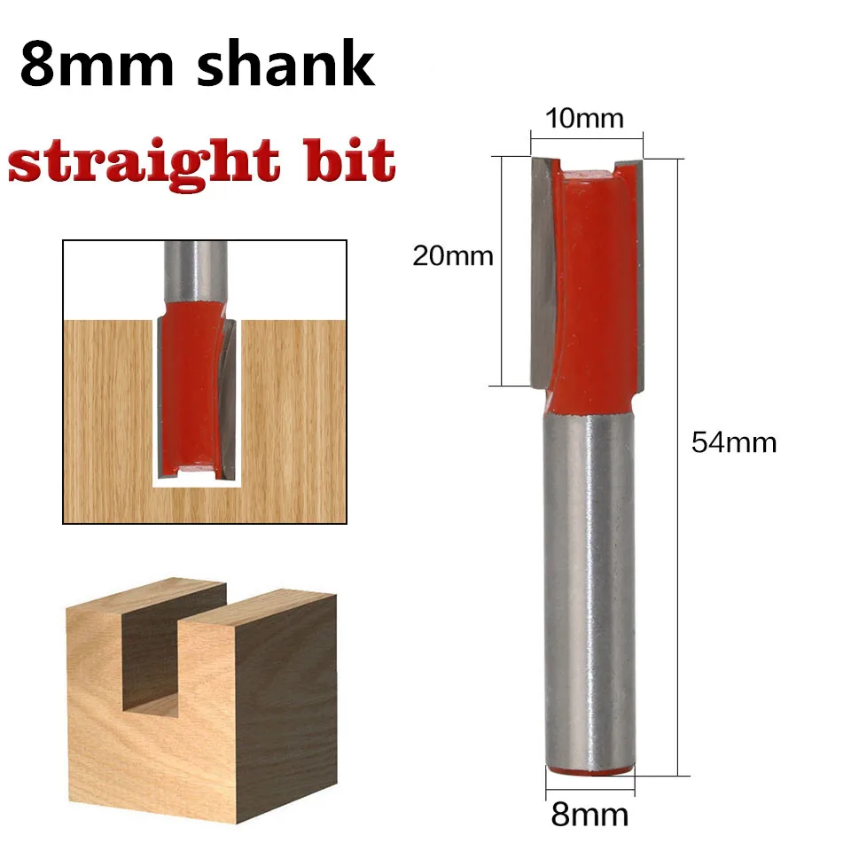 

1PC 8mm Shank Diameter 10mm Straight/Dado Router Bit Tungsten Carbide Woodworking Cutting Tools Dollar Price