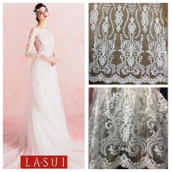 

LASUI 2017 New product Plant flowers European palace embroidery lace fabric wedding dress clothing fabrics delicateness X0180