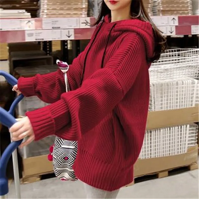 

2018 autuam and winter new Fashion women casual sweater Korean style full sleeve loose female solid hooded thick pullover ZZ336