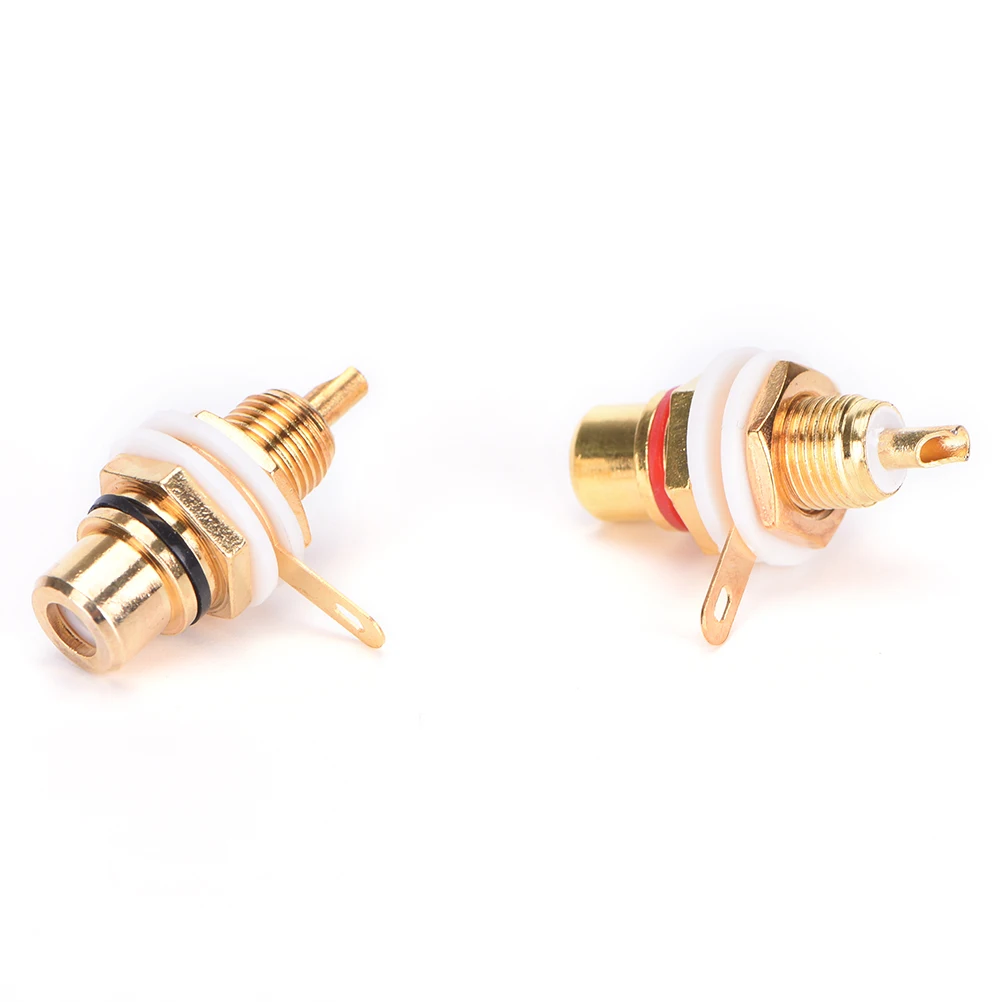 Rame Placcato Oro RCA Montaggio a Pannello Jack Femmina Femmina Terminale Connettore Audio RCA Femmina Connettore Femmina Confezione da 2