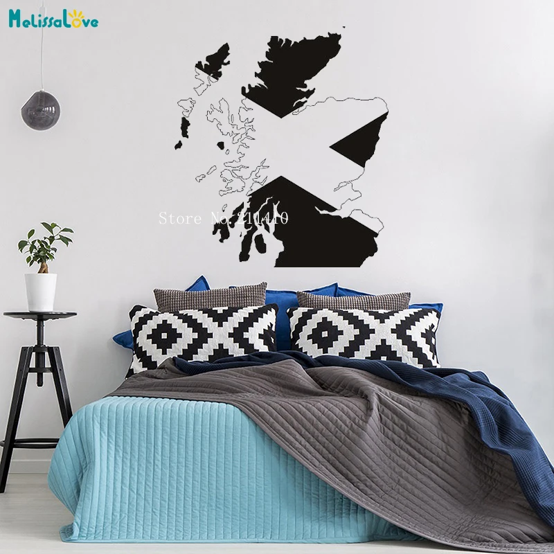 

Scotland Map Wall Stickers Scottish Flag Decals Home Decoration Living Room Bedroom Nursery Removable Cool Art Poster YT717