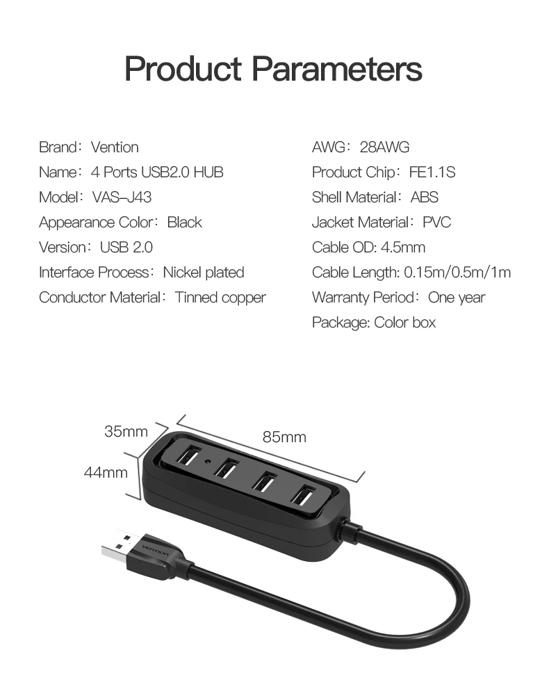 Vention USB концентратор USB 3,0 4 порта портативный OTG концентратор 480 Мбит/с USB разветвитель с светодиодный лампой для Apple Macbook ноутбук планшет USB 2,0 концентратор