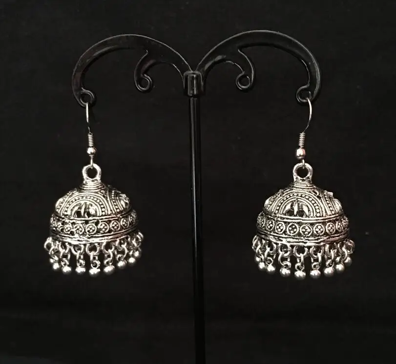 Jhumki индийские женские ювелирные изделия для ушей pusheen серебряные кольца для больших ушей Boho my pending order AliExpress в форме клетки для птицы серьги с кисточками - Окраска металла: 2