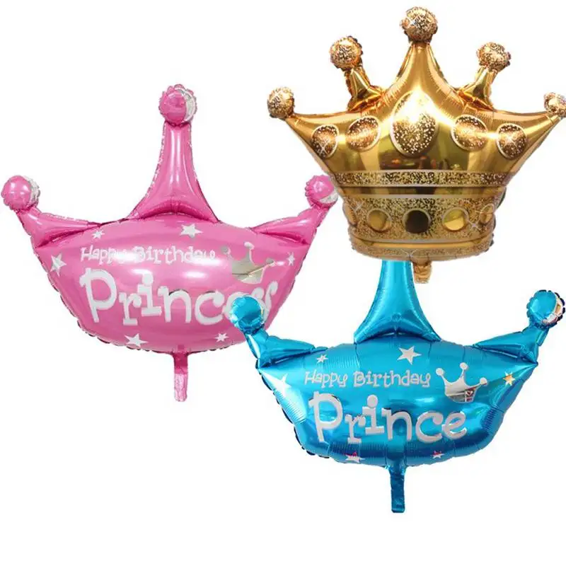 

Pink Blue Yellow Princess Prince Crown Foil Balloons Baby Shower Girls Boys Kids Birthday Party Decoration 1St Birthday Supplies