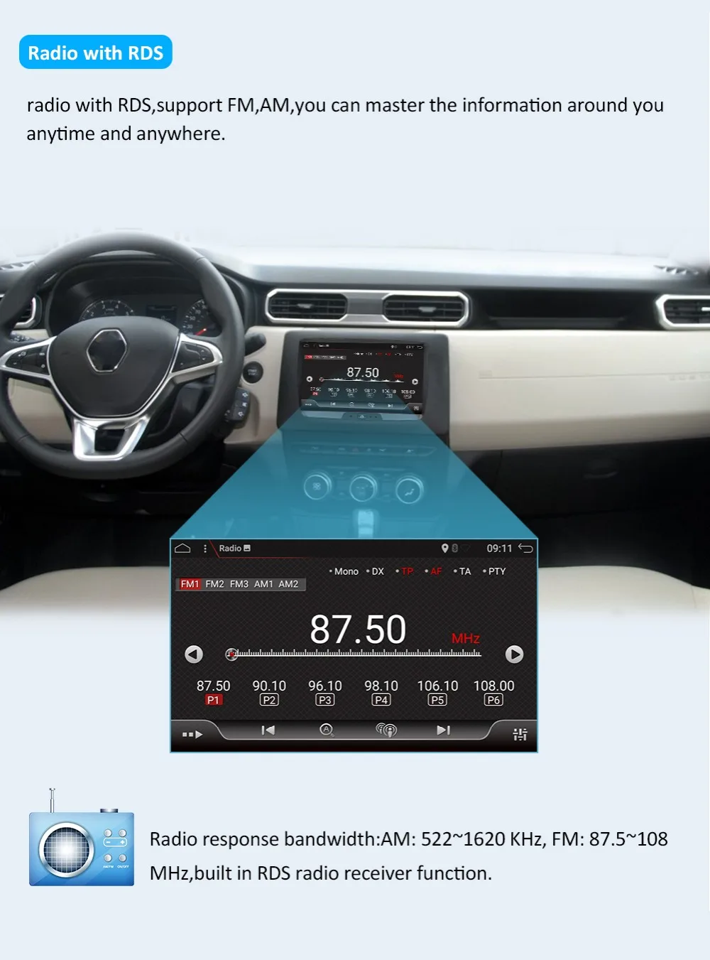 Flash Deal 1 din  8" Android 9.0 Octa core Car dvd Stereo For Renault Dacia Duster Sandero Auto Radio GPS Glonass Navigation car multimedia 9