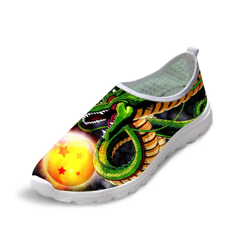 

THIKIN Women Mesh Flat Shoes Fashion Anime Dragon Ball Z Print Casual Slip On Sneaker Lightweight Women Summer Beach Loafer