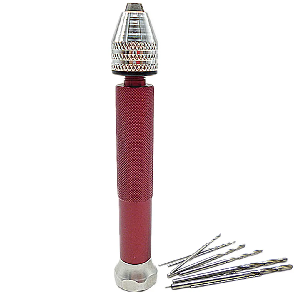 Mini Micro Drill Bit Aluminum Hand Drill Chuck Clamp 0.3-3.2mm Drill Hole Jewelry Tool With 10pcs Hss Twist Drill Bits(0.6-2mm)