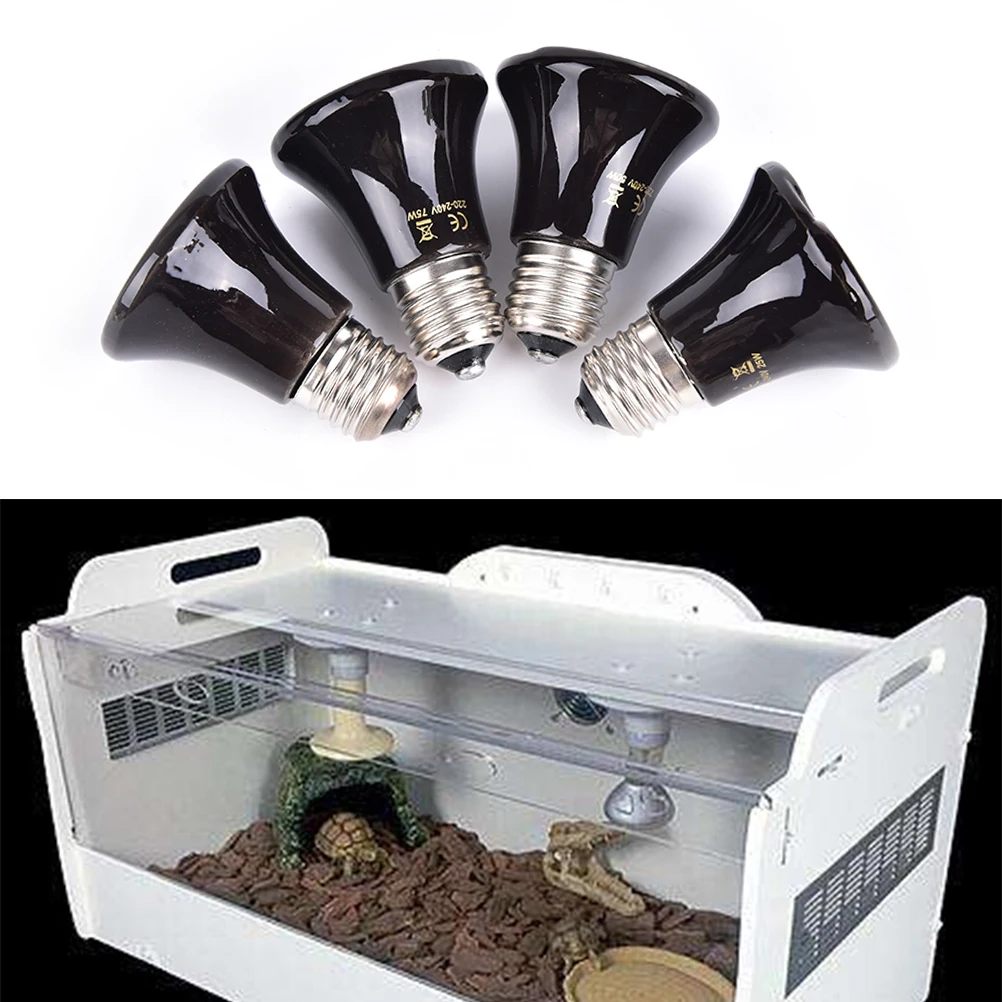 

1pc Black 25W 50W 75W 100W Pet Heat Bulb Miniature Infrared Ceramic Launcher For Reptiles Ceramic + Alloy