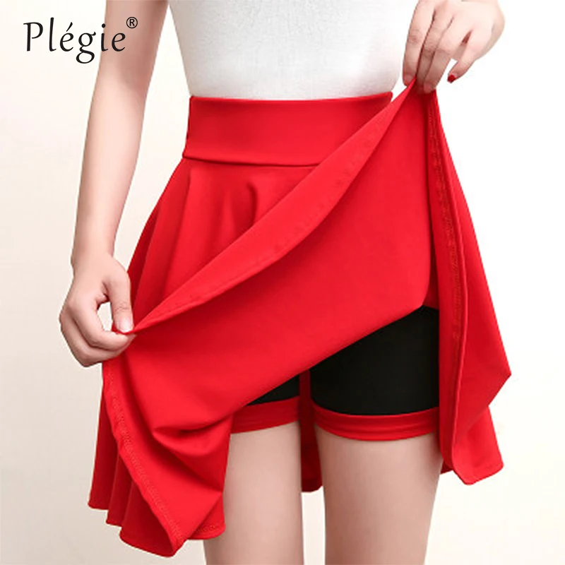 Plegie S-4XL, Женская юбка-пачка для школы, короткая юбка, штаны размера плюс, осень, 7 цветов, мини юбка с высокой талией, Faldas Mujer Moda