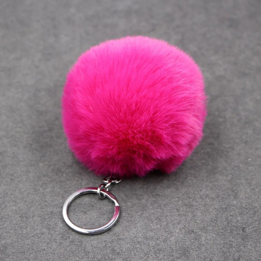 

Cute fake Rabbit Fur Soft Ball Pompom Keychain For Women Bag Cars Pom Pom Fluffy Key Chains Keyring Pendant Porte Clef Charm