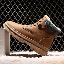 Мужские ботинки г. зимние мужские повседневные модные зимние мужские Ботильоны мужские кожаные теплые плюшевые ботинки для мужчин Chaussure 39-44