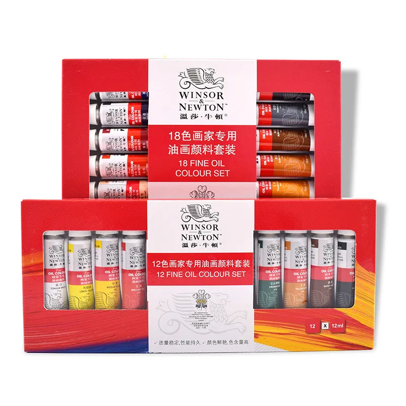 

Winsor Newton Oil Paint Set Student Oil Painting Pigment 12/18 Colors 12ml Oil Color Paints Oleo Pintura Colores Art Supplies