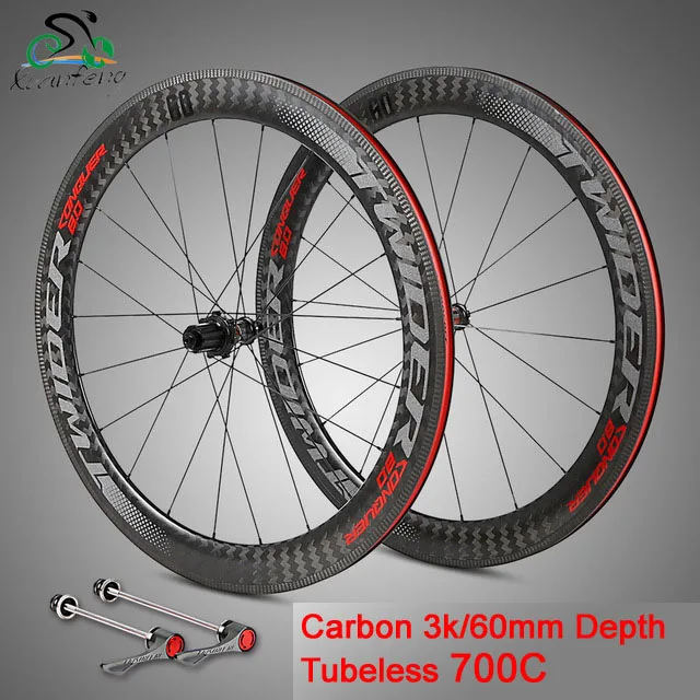 

TR Road Bicycle 700c Wheels 4 Bearing Straight Pull ultra-light full carbon 60mm Cut Rim Front 18 Rear 21 Holes Racing Road