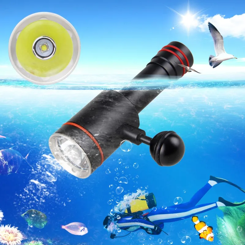 

Waterproof 5000LM XM-L2 LED Mount Dive flashlight Underwater 100M Diving Torch With 1 Inch Ball Joint+Rechargeable Battery