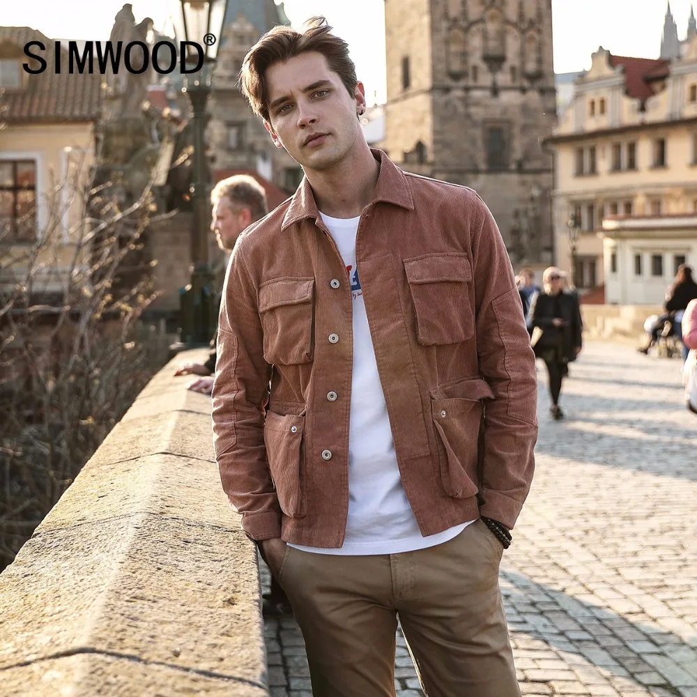SIMWOOD New 2020 spring Jacket Men Casual Fit Corduroy Coats Fashion Brand 100% Pure Cotton Male Outwear Basic Clothing 180274 SIMWOOD New 2020 spring Jacket Men Casual Fit Corduroy Coats Fashion Brand 100% Pure Cotton Male Outwear Basic Clothing 180274