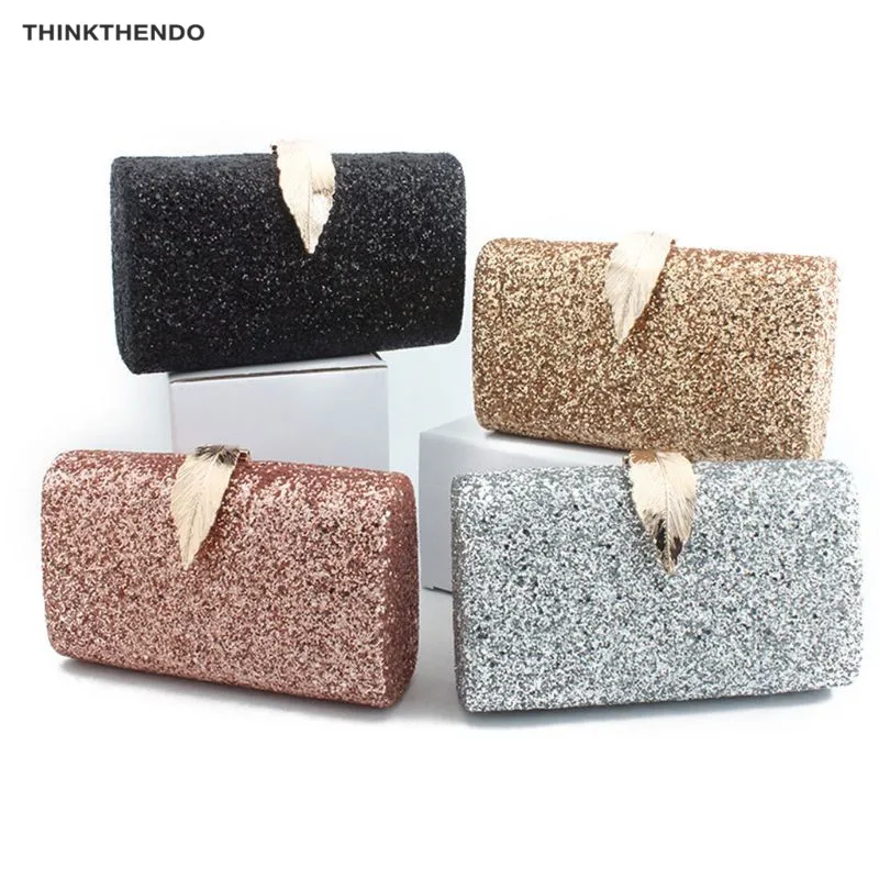 

THINKTHENDO 2019 New Fashion Women Glitter Shiny Powder Shoulder Crossbody Wedding Evening Party Clutch Handbag Purse
