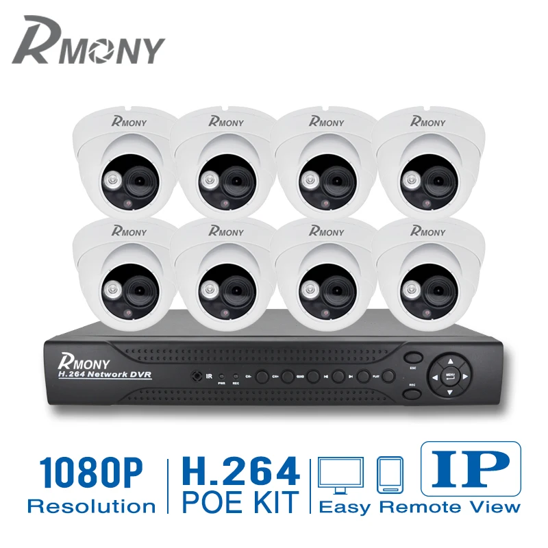 8CH 1080P HD Network PoE CCTV Security System 8pcs 2.0 MP IP Cameras Indoor NVR video surveillance Kit