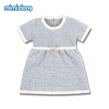 Летние Детские платья для девочек; серое платье принцессы с короткими рукавами для маленьких девочек на день рождения; Модная трикотажная одежда для новорожденных; Vestido
