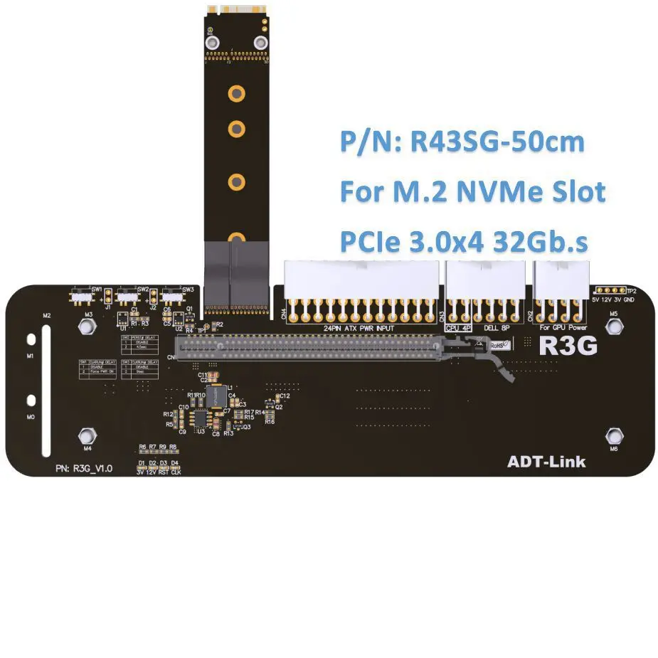 M.2 ключ M NVMe m2 внешняя видеокарта Подставка Кронштейн с PCIe PCI-E шлейф с перемычками кабель 32Gbs для ITX STX NUC VEGA64 GTX1080ti