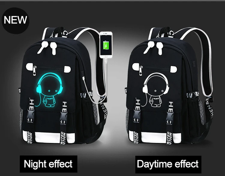 Student School Backpack 3D Luminous Animation USB Charge School bag for Teenager boy anti-theft children's backpack schoolbags