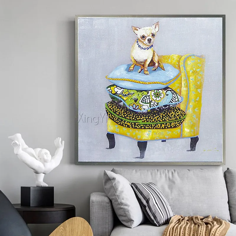 

Pop art dog Animal canvas painting wall art picture for living room home wall decor acrylic thick texture Abstract quadro caudro