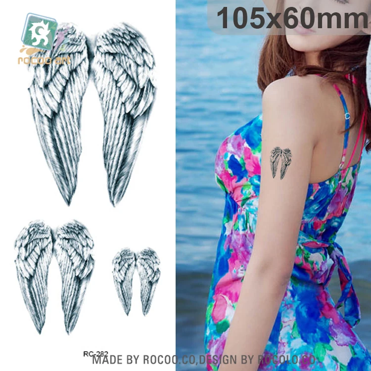 Rocooart красочные перья водостойкая временная татуировка наклейка Красивые Крылья тату временные тату Tatuagem для тела Искусство