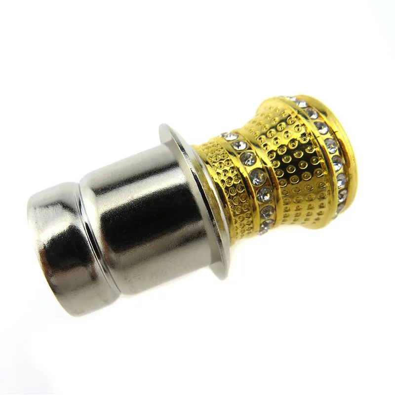 

NEW Car Cigarette Lighter With Small Crystal Rhinestones Golden Auto Parts Accessories C004 Luxury Aluminum