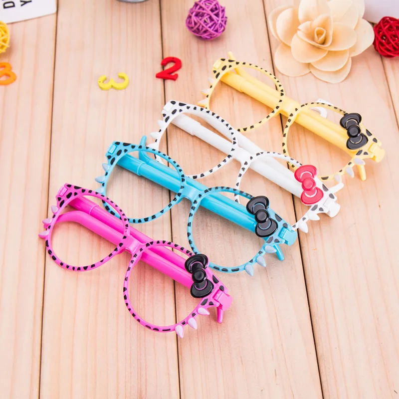 

1PCS Creative glasses shape cartoon ballpoint pen small fresh and lovely learning stationery strange eyes Ball pen*2