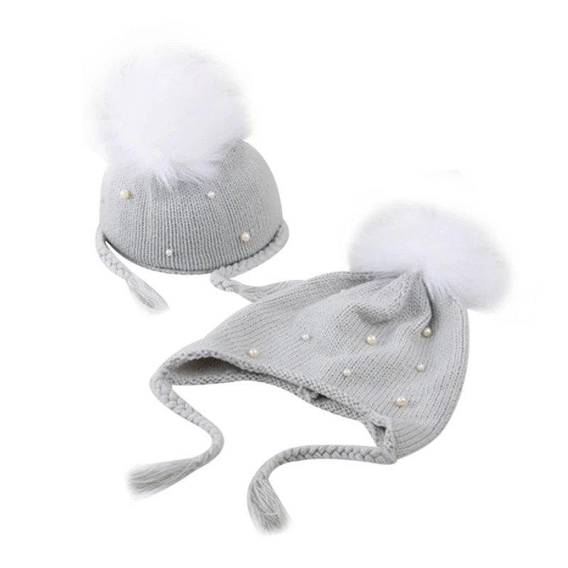 Детская зимняя шапка меховые шапки с помпонами капот для ребенка мальчики девочки вязаная шапка хлопковые уши защитные Шляпы теплая детская шапочка