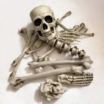 

2019 Haunted Home Props Broken Bone Skull Insult Horror For Halloween Party Haunted Room Escape Artificial Human Skeletons