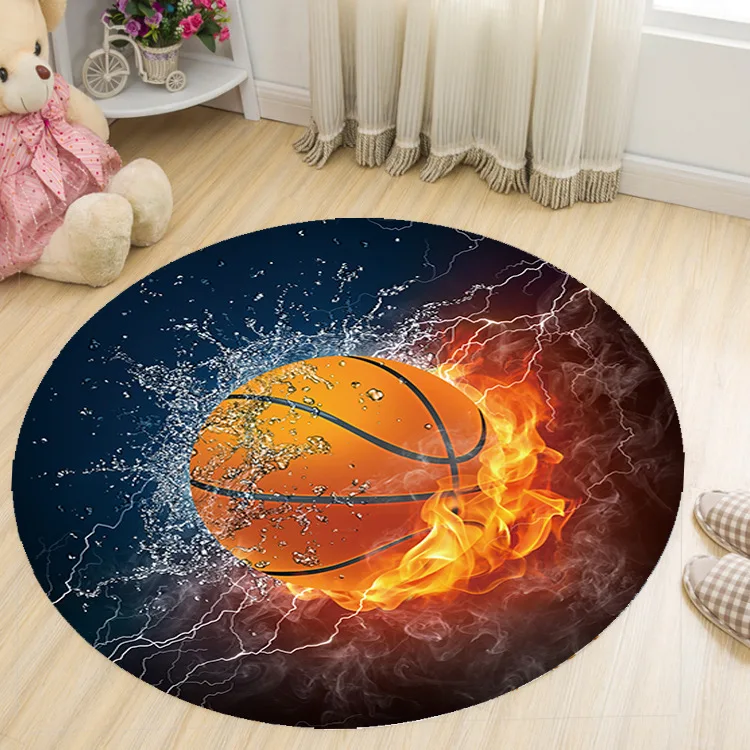 

Basketball Print Round Carpets for Living Room Deer Cat Turtle Animal Carpet Kids Room Play Mat Computer Chair Mat alfombra
