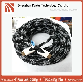 

KUYiA Free Shipping High Quality 1.4V 24AWG 20M HDMI Cable with Nylon For Full HD 1080p 3D HDTV+Wholesale